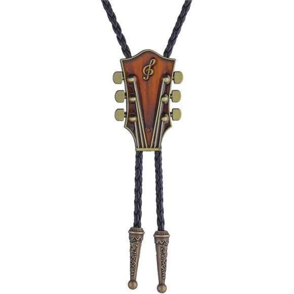 Guitar Bolo Tie Western Bolo Tie Gold - Picture 1 of 6